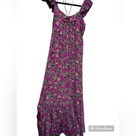 Loft Hibiscus Ruffle Midi Halter Dress Size 0 - Picture 4 of 9